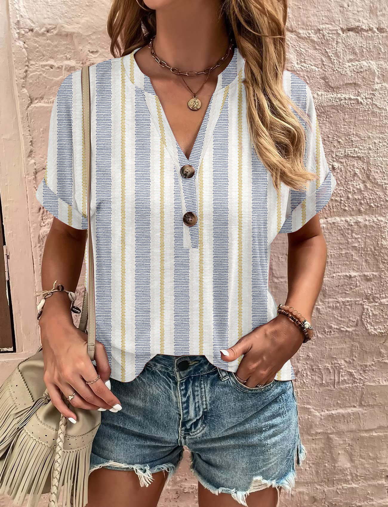 2026 Spring Summer New Product Women's European And American Top Printed Twisted Buckle