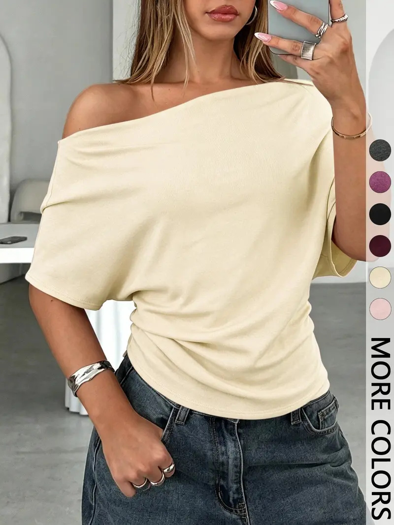 2026 sommer Neue Amazon Außenhandel frauen T-shirt Sexy Off-Schulter One-Schulter