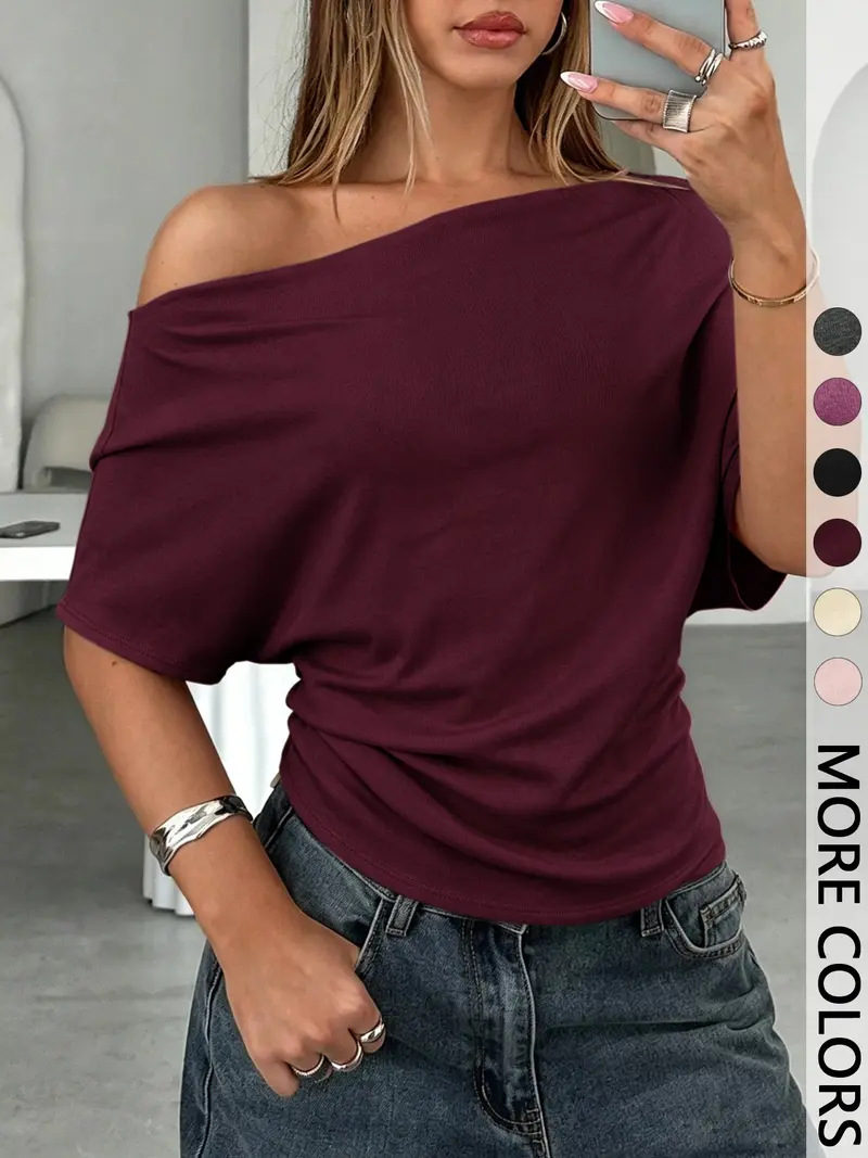 2026 sommer Neue Amazon Außenhandel frauen T-shirt Sexy Off-Schulter One-Schulter