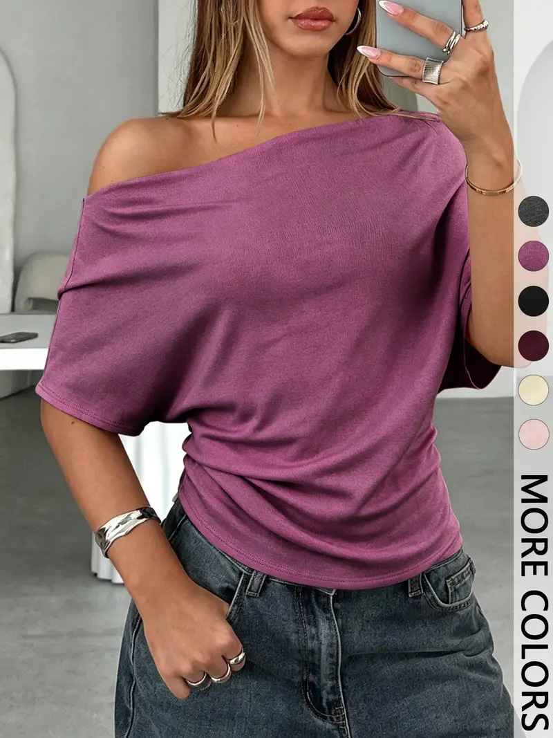2026 sommer Neue Amazon Außenhandel frauen T-shirt Sexy Off-Schulter One-Schulter