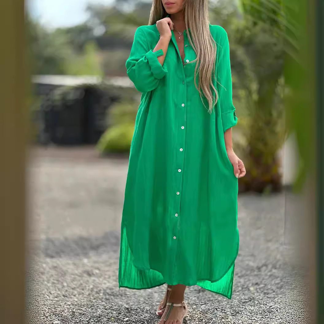 2026 Women's Dress, Cotton And Linen Shirt, Long Skirt, Fashionable Casual Long Sleeved