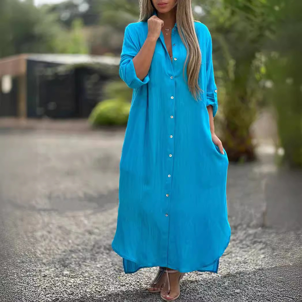 2026 Women's Dress, Cotton And Linen Shirt, Long Skirt, Fashionable Casual Long Sleeved