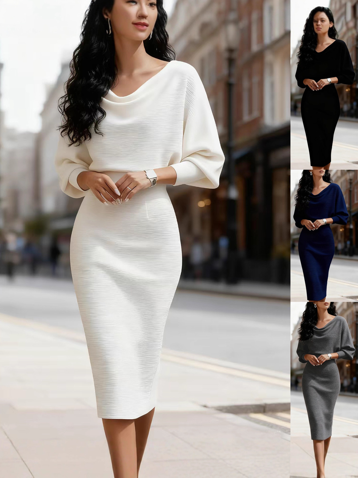 2026 Women's European And American New Autumn And Winter Round Neck Bat Long Sleeve Waist