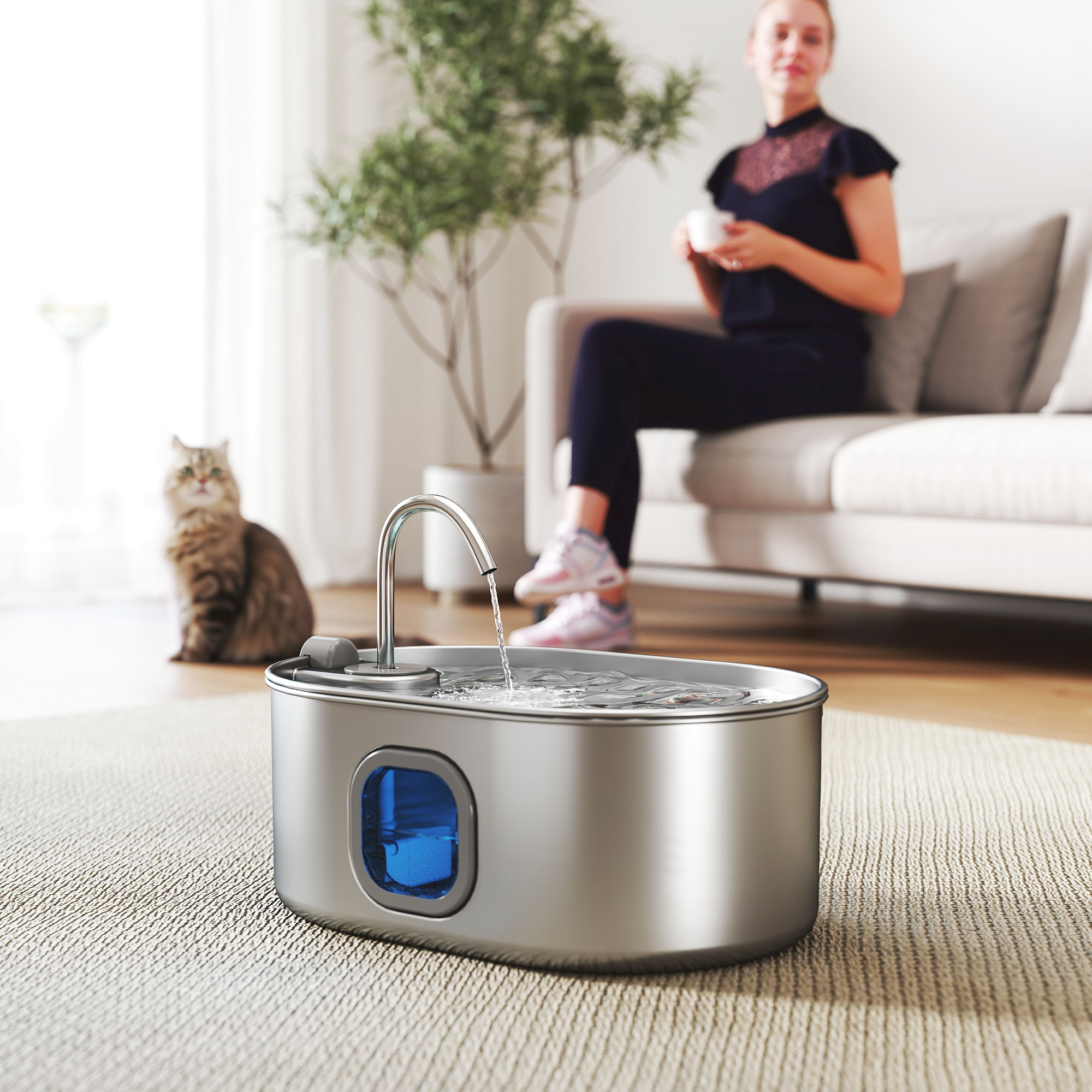 246 oz./7L Stainless Steel Cat Water Fountain with Filters, Ultra-Quiet Pump, for Cats