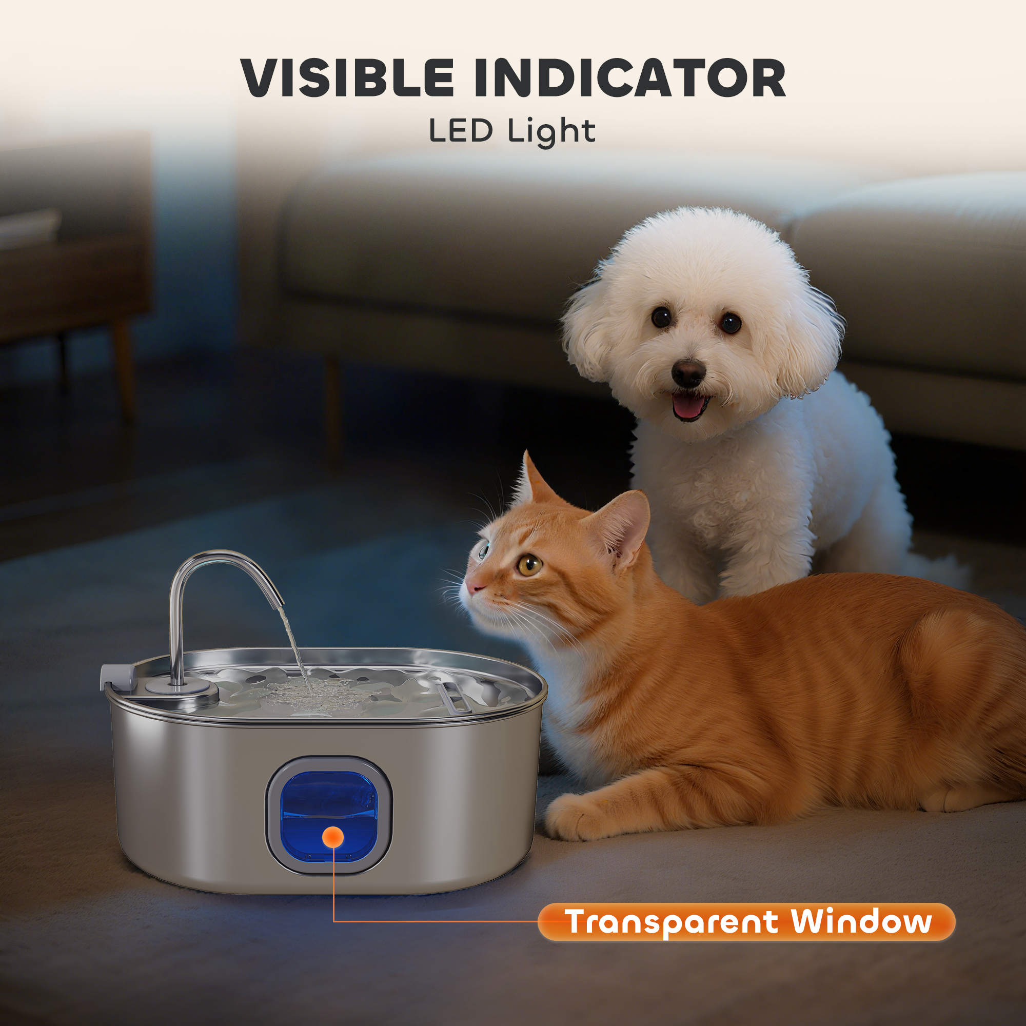246 oz./7L Stainless Steel Cat Water Fountain with Filters, Ultra-Quiet Pump, for Cats