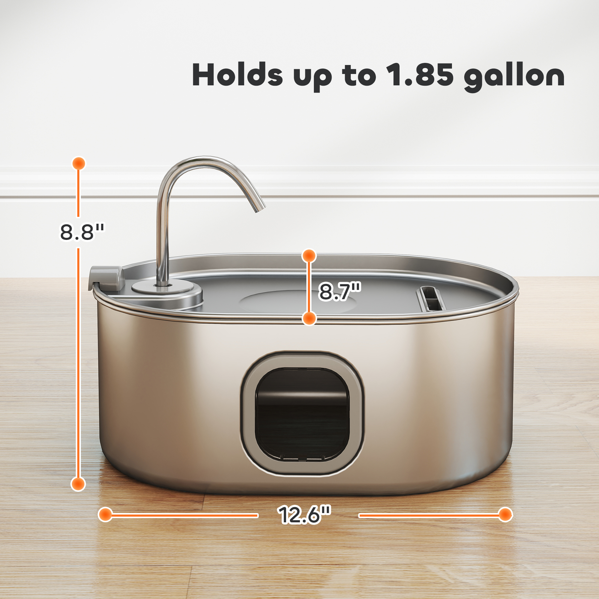 246 oz./7L Stainless Steel Cat Water Fountain with Filters, Ultra-Quiet Pump, for Cats