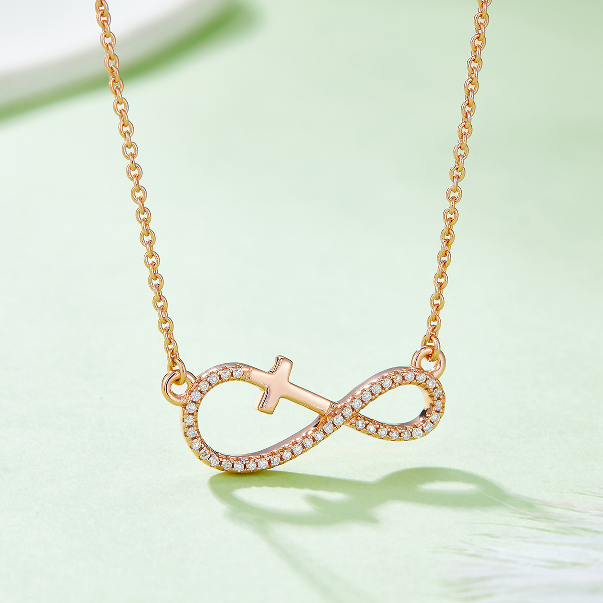 3.4g Sterling Silver Moissanite Infinity Cross Necklace 45cm 41 Stone Pendant With GRA