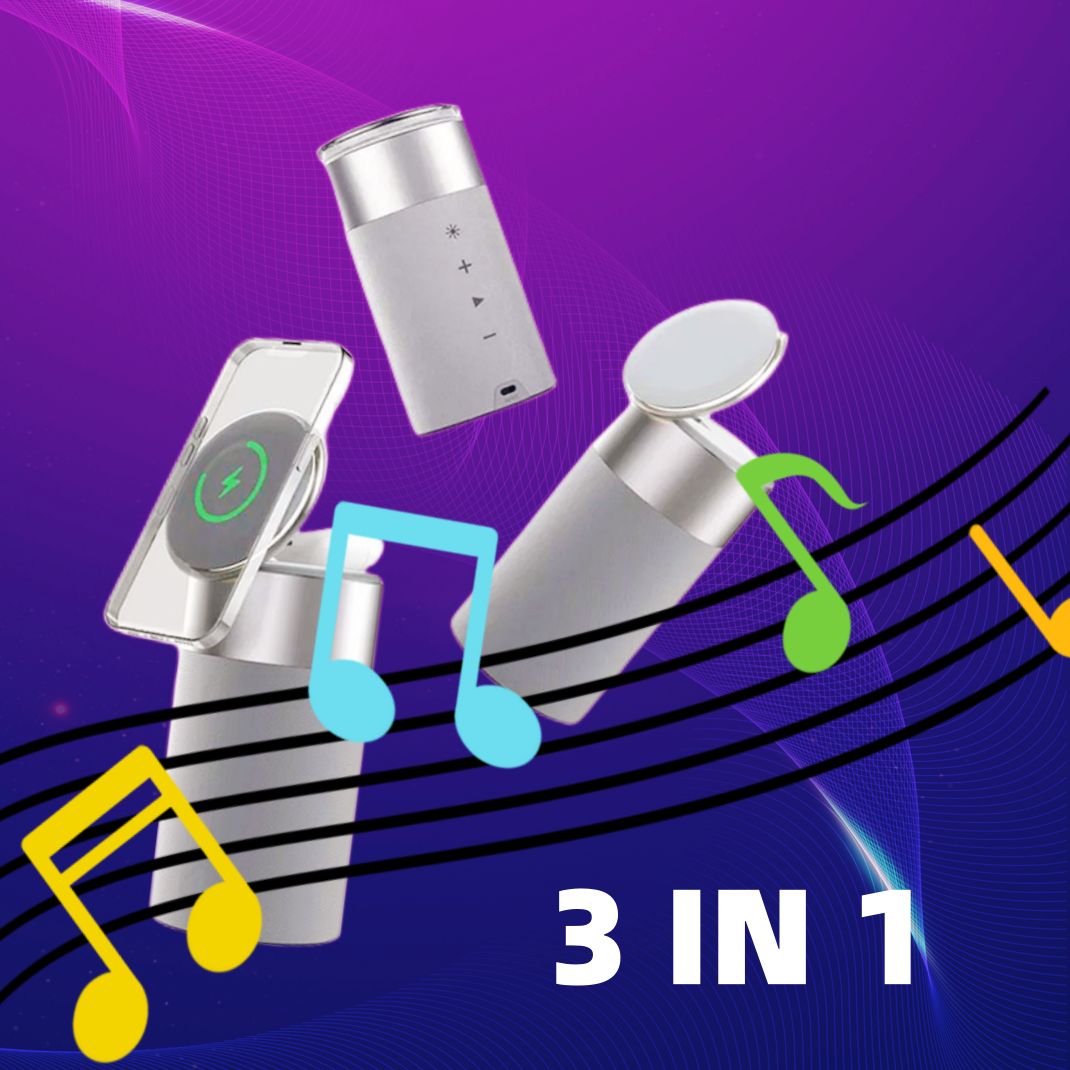 3 في 1 شاحن لاسلكي متعدد الوظائف لأجهزة iPhone وAirPods ومكبر صوت بلوتوث محمول مع
