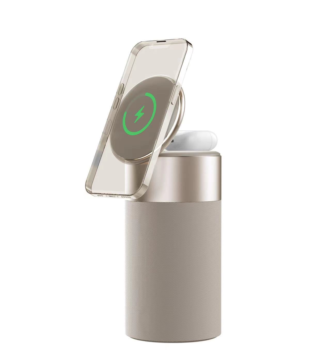 3 في 1 شاحن لاسلكي متعدد الوظائف لأجهزة iPhone وAirPods ومكبر صوت بلوتوث محمول مع