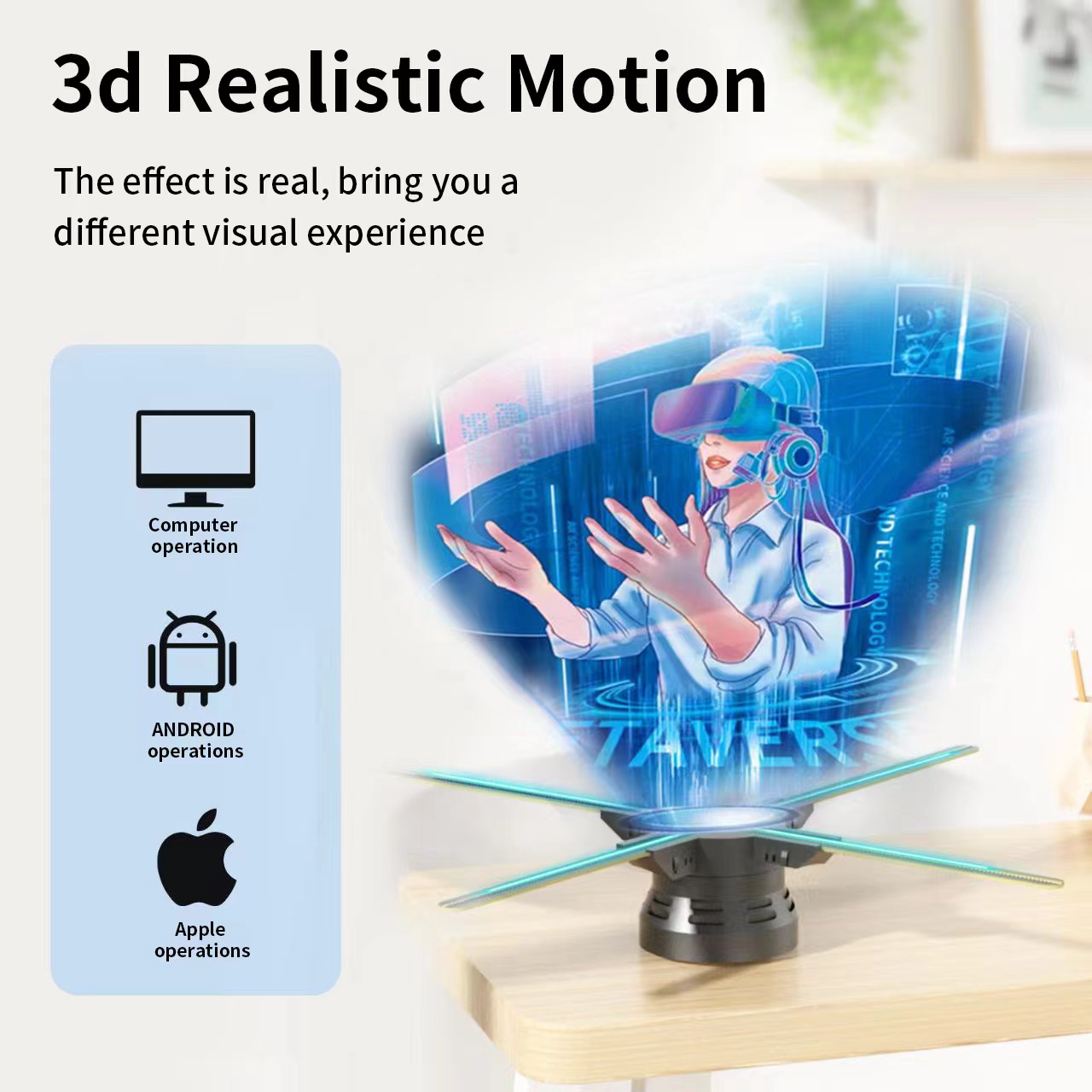 3Dhologramfan, 60cm 3Dhologramfan Projector HD 720 LED Holographic Christmas Tree