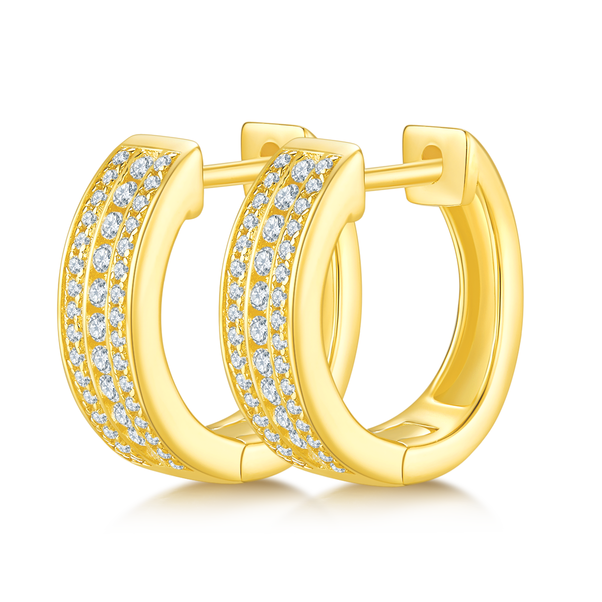 4.1g Sterling Silver 86 Stone Moissanite Hoop Earrings Chunky Pave Huggie Hoops With GRA