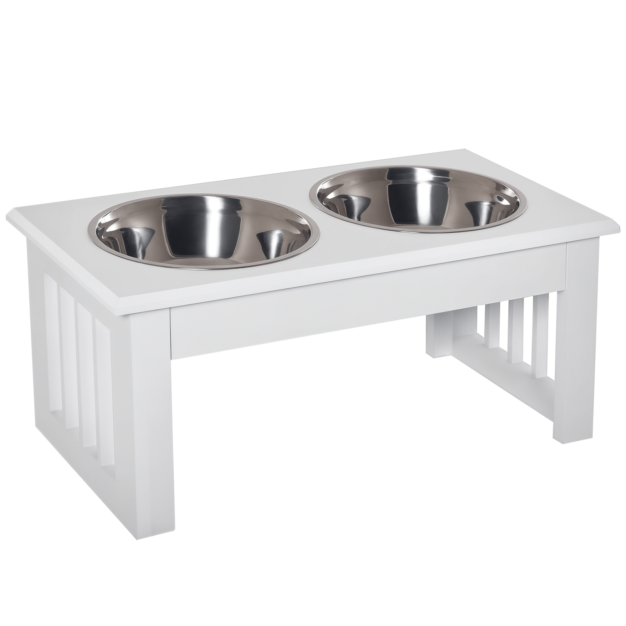 6" Height Small Puppy Dog Feeding Station for Messy Pets, Stainless Steel Elevated Dog