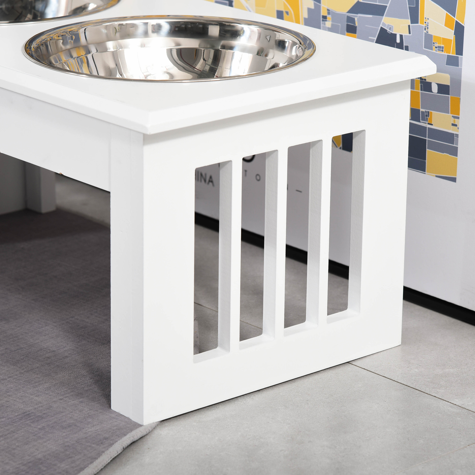 6" Height Small Puppy Dog Feeding Station for Messy Pets, Stainless Steel Elevated Dog