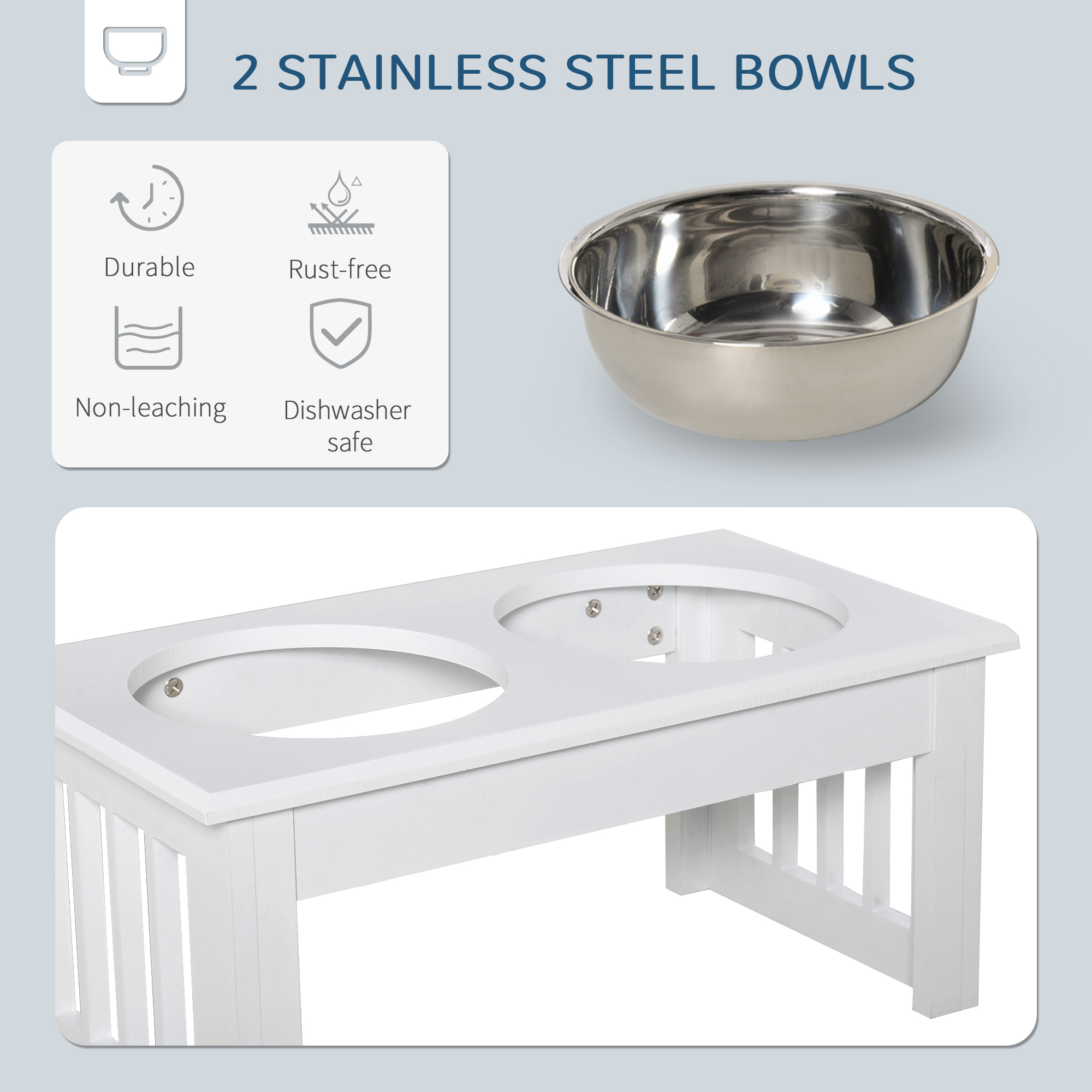 6" Height Small Puppy Dog Feeding Station for Messy Pets, Stainless Steel Elevated Dog