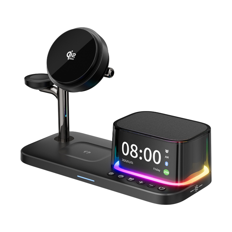 Caricabatterie wireless magnetico 6 in 1 con ricarica rapida compatibile con telefoni con altoparlanti