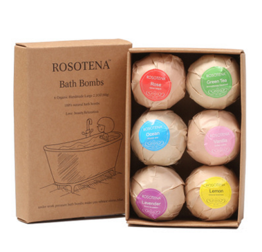 6 pcs Bombes de bain bio Bain moussant Menthe Lavande Rose Saveur