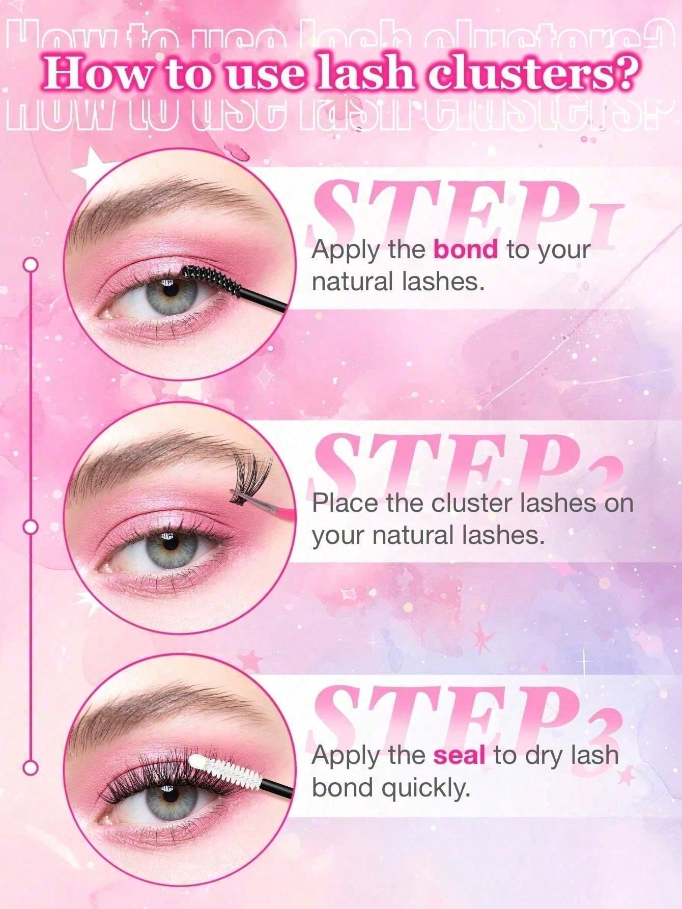 640PCS D Curl Individual Lash Clusters, 30D 40D 50D DIY Lash Extensions, Natural Thick