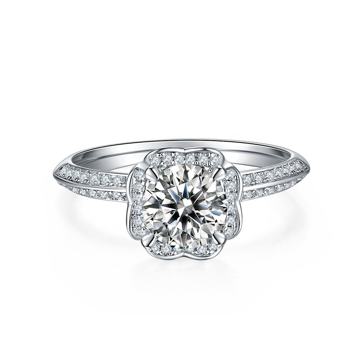 A 1-carat Luxurious And Fashionable Light Luxury Trend Jewelry Silver Ring And Women, Set