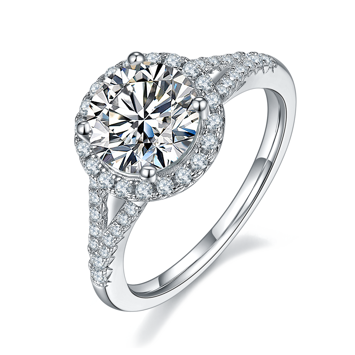 A 2-carat Luxury And Fashionable Light Luxury Jewelry Silver Ring Set With Top-quality
