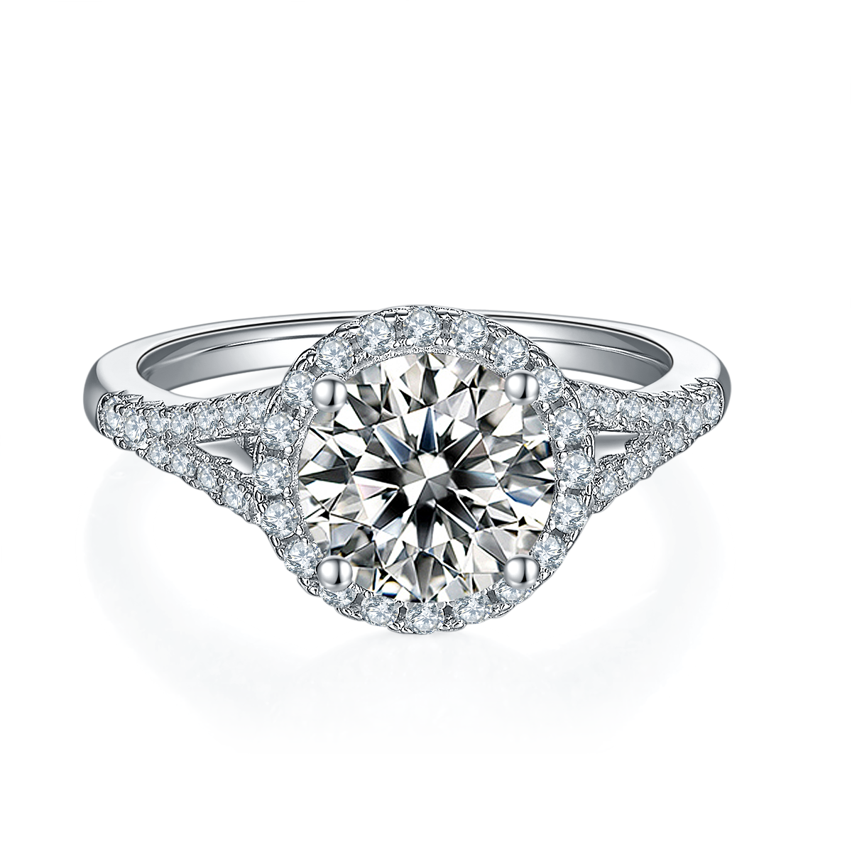 A 2-carat Luxury And Fashionable Light Luxury Jewelry Silver Ring Set With Top-quality