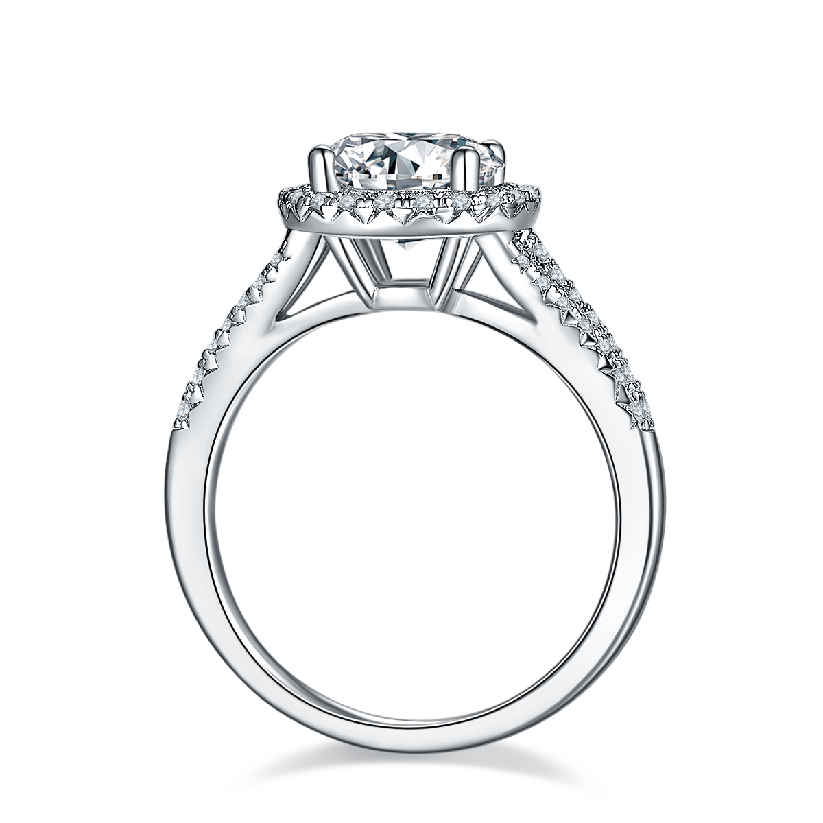 A 2-carat Luxury And Fashionable Light Luxury Jewelry Silver Ring Set With Top-quality