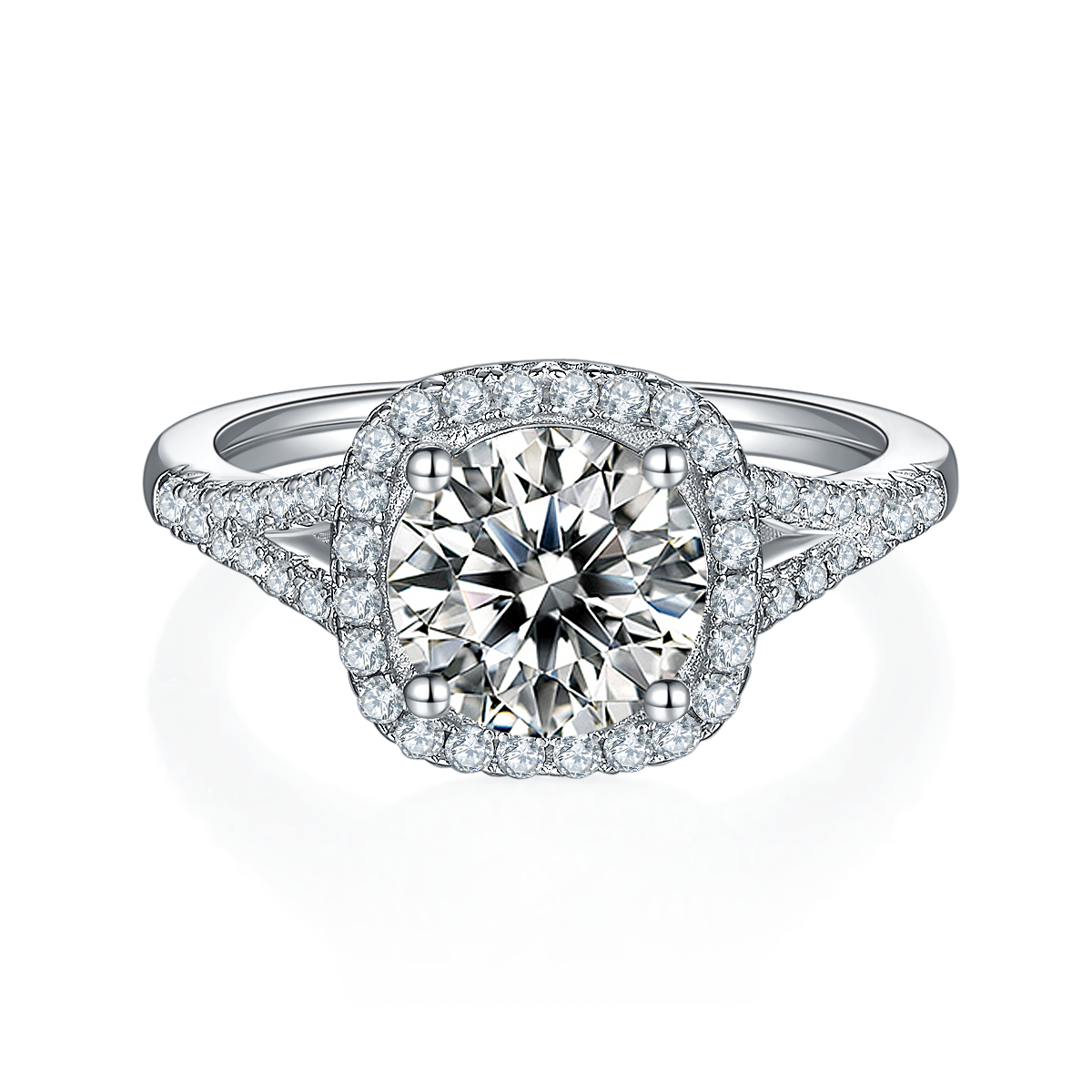 A 2-carat Luxury And Fashionable Light Luxury Jewelry Silver Ring Set With Top-quality