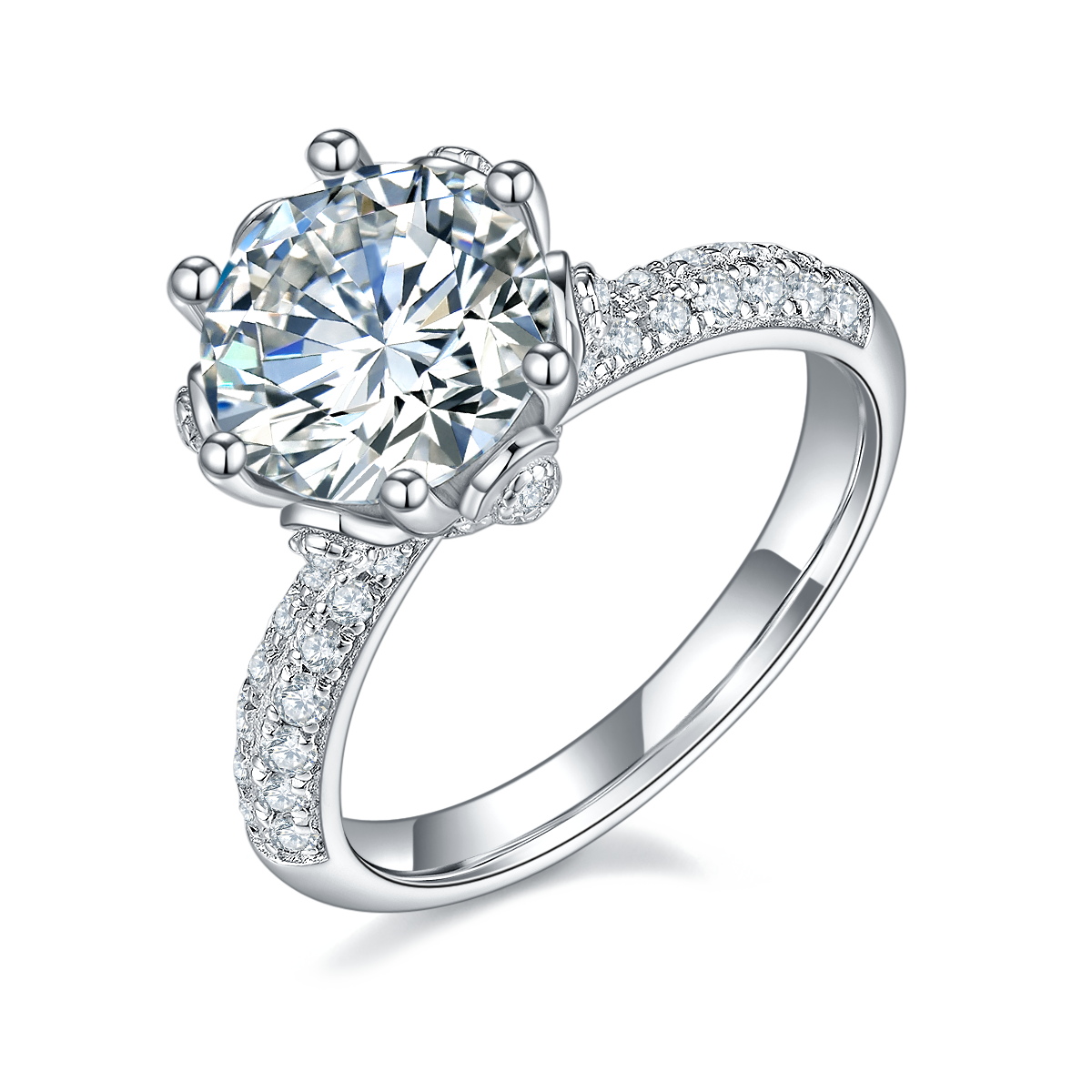 A 3-carat Luxury And Fashionable Light Luxury Jewelry Silver Ring Set With Top-quality