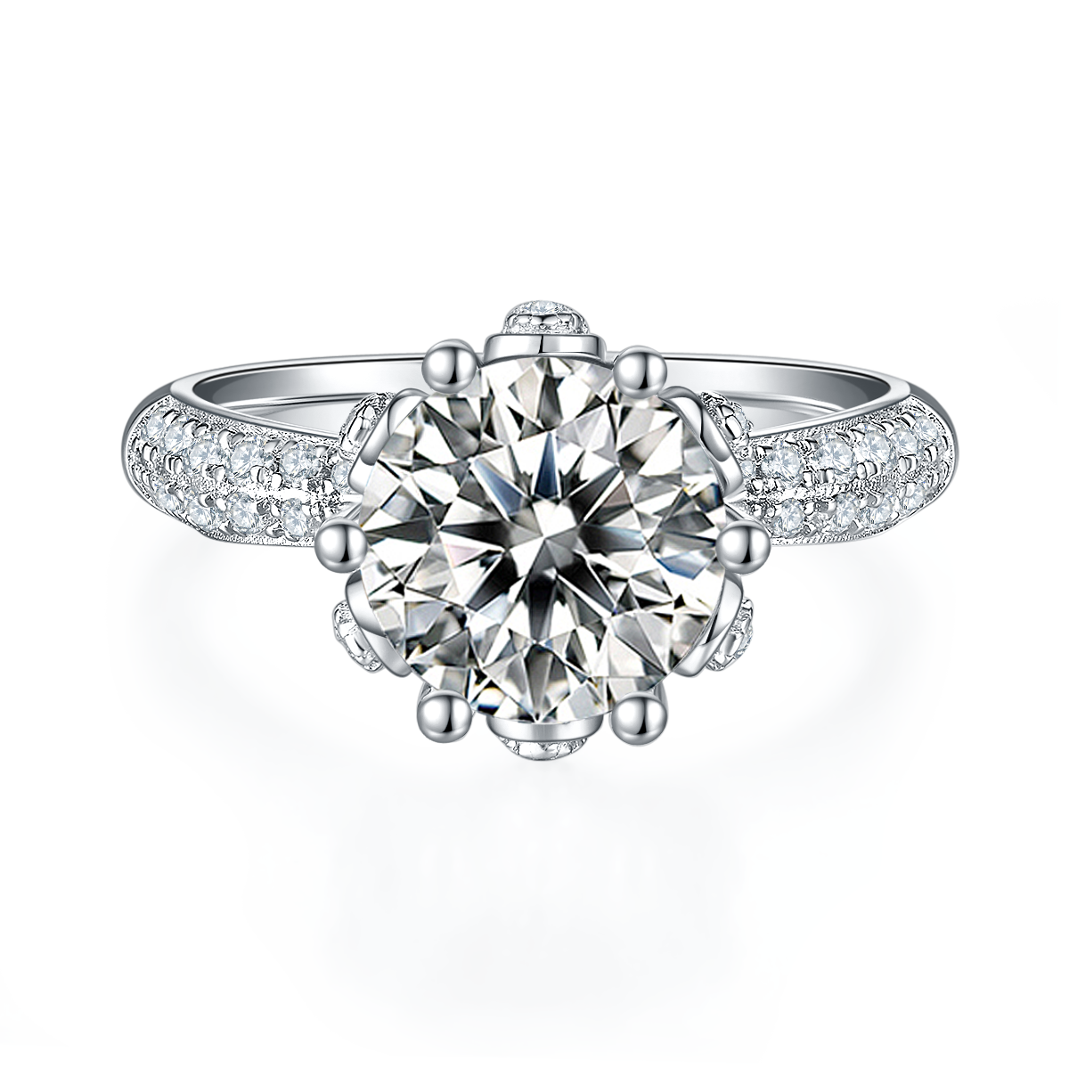 A 3-carat Luxury And Fashionable Light Luxury Jewelry Silver Ring Set With Top-quality