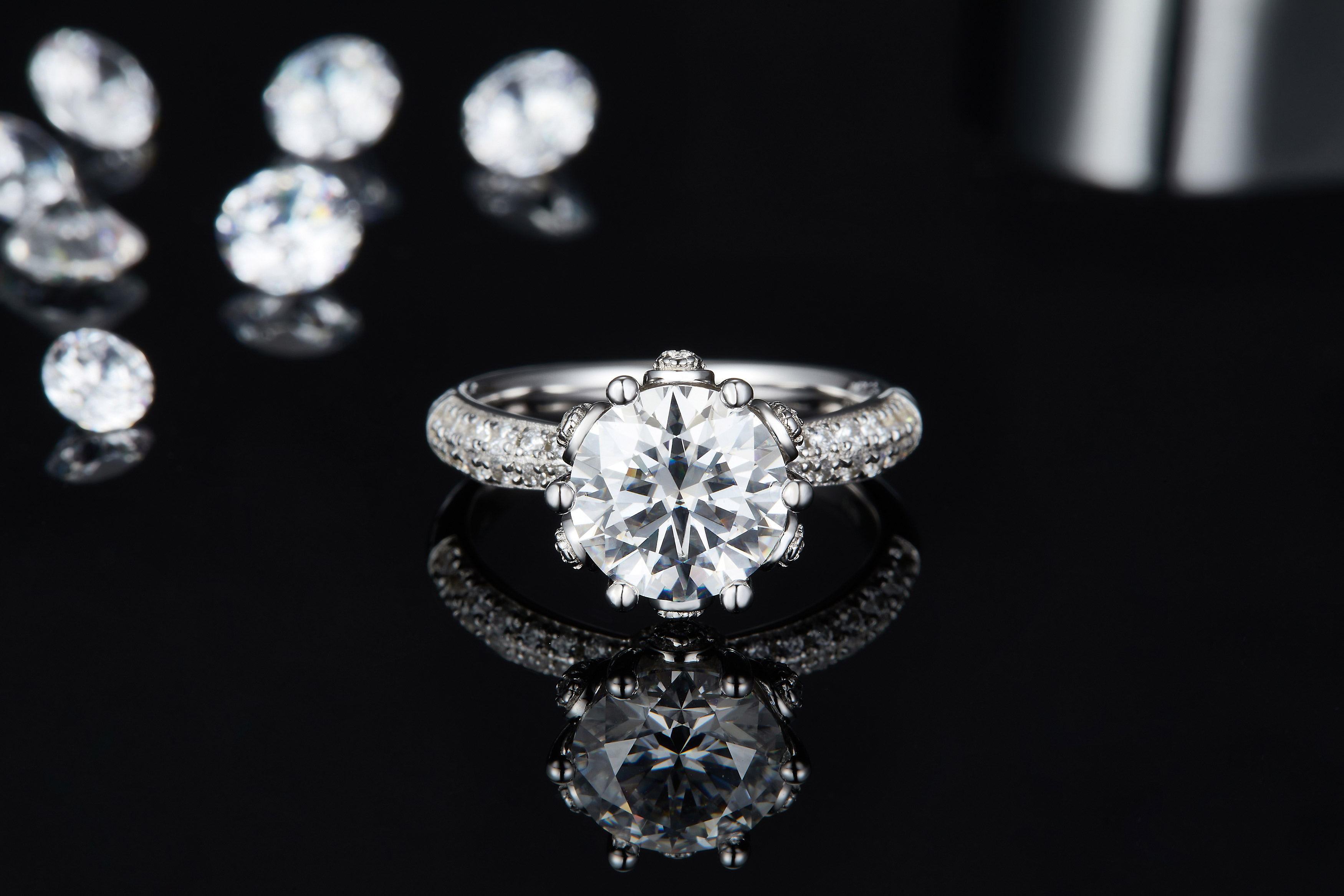 A 3-carat Luxury And Fashionable Light Luxury Jewelry Silver Ring Set With Top-quality