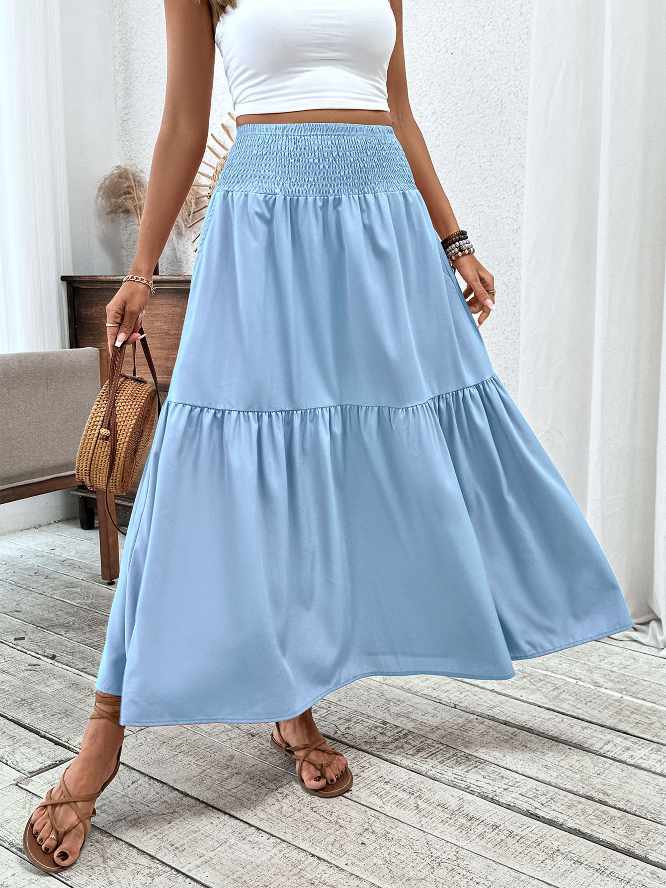 A-Line Skirt Long Amazon European And American Floral Skirt Autumn And Summer High-End
