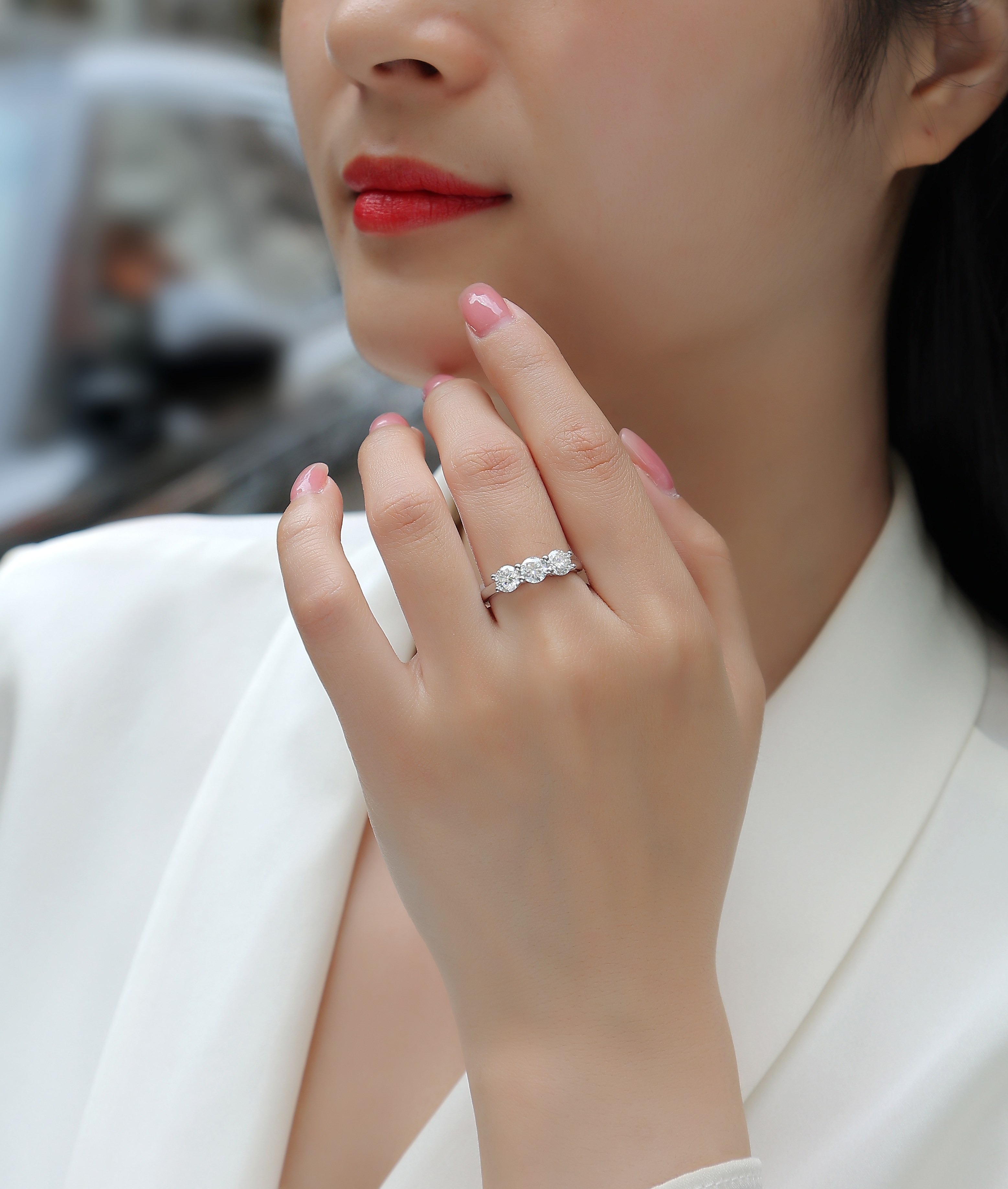 A Love Reborn Three Times - A Wedding Ring Set With 0.5-carat Top-quality Moissanite