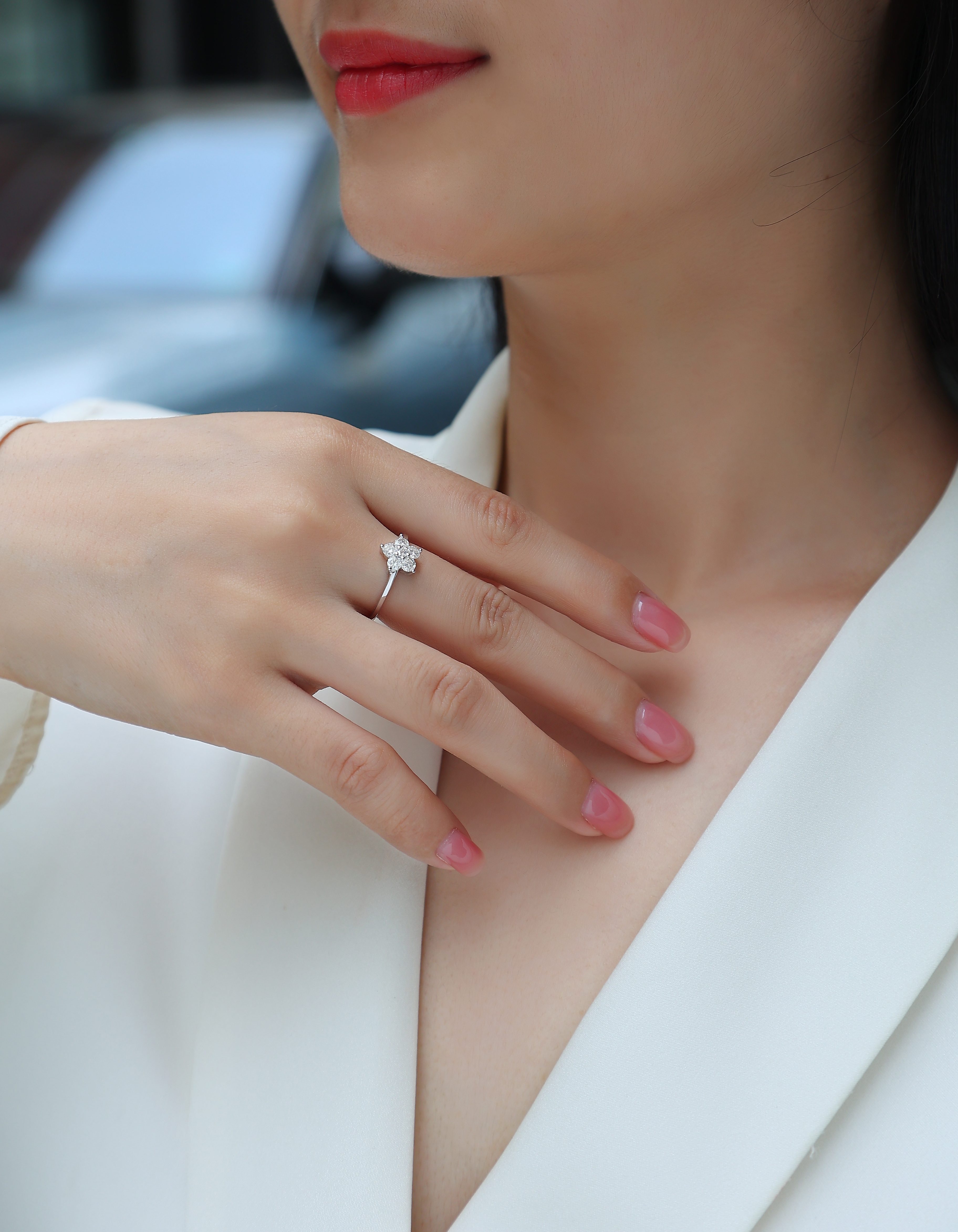 A Luxurious And Fashionable Light Luxury Jewelry Silver Ring Set With Top-quality