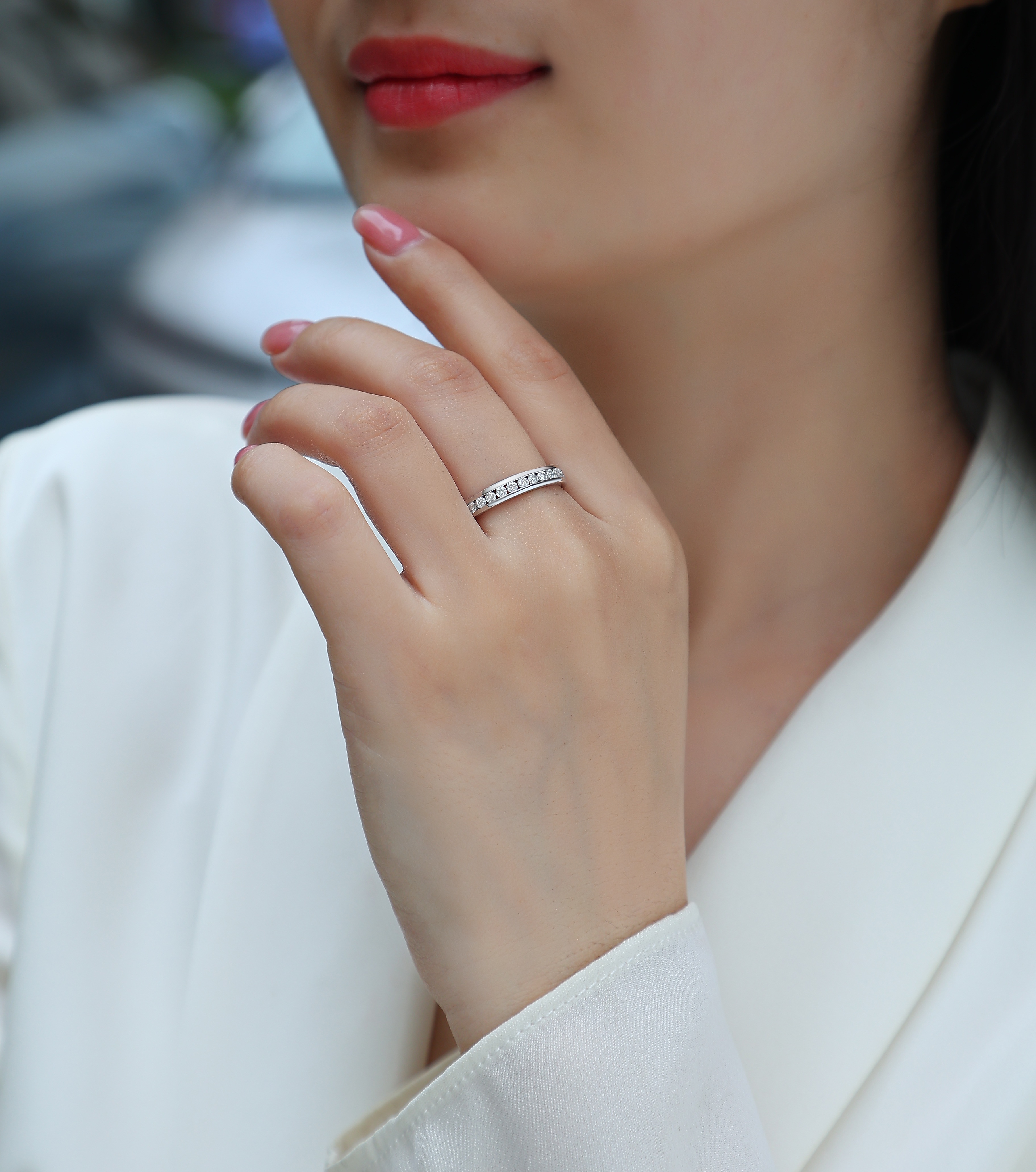 A Luxurious And Fashionable Light Luxury Jewelry Silver Ring Set With Top-quality