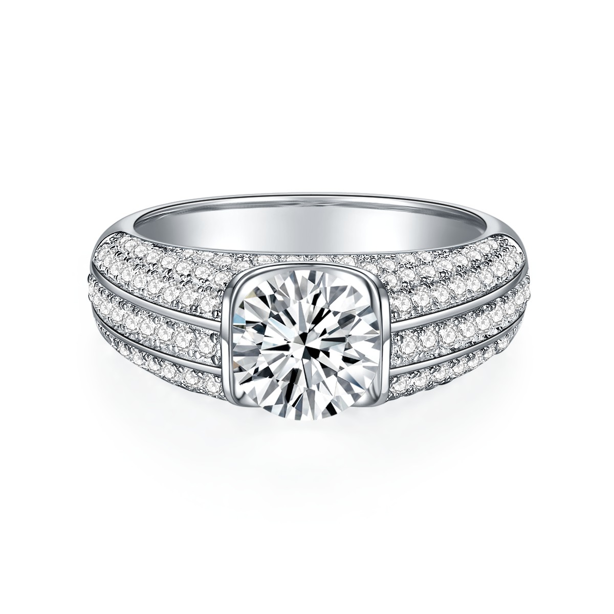 A Luxurious, Fashionable, And Trendy 1-carat Silver Ring Featuring A Top-quality