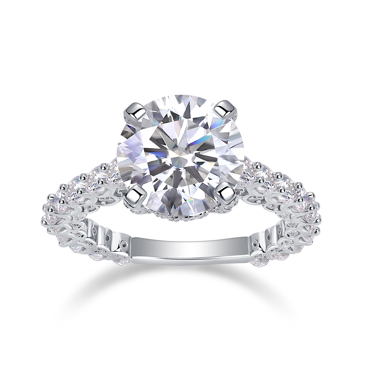 Affectionate And Tender - A 5-carat Silver Diamond Wedding Ring Set With Top-quality