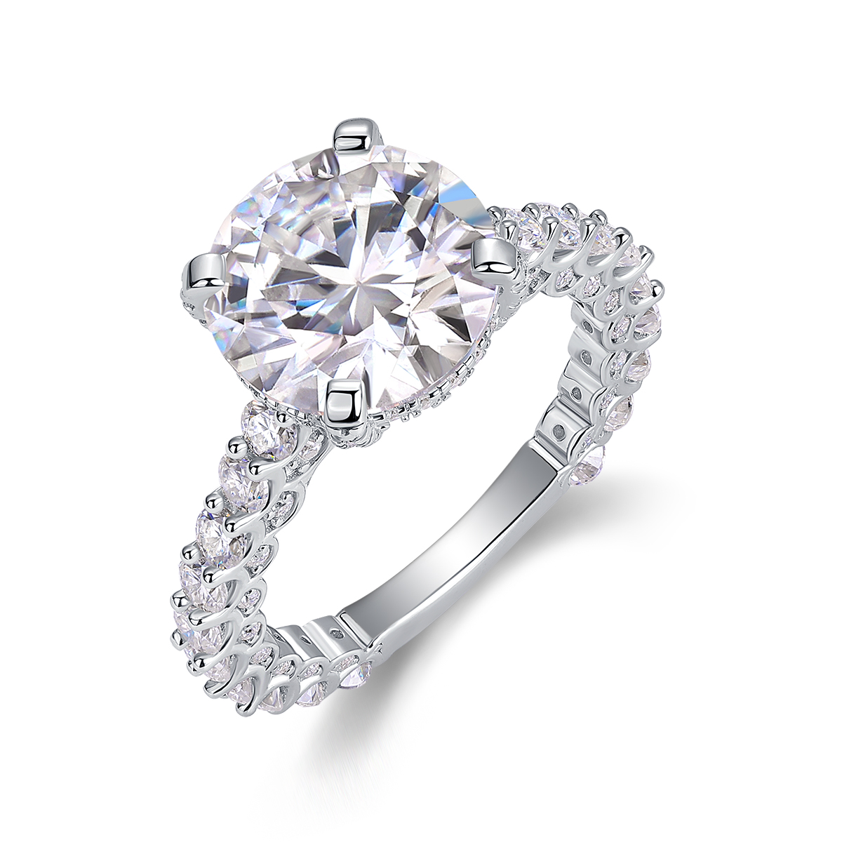 Affectionate And Tender - A 5-carat Silver Diamond Wedding Ring Set With Top-quality