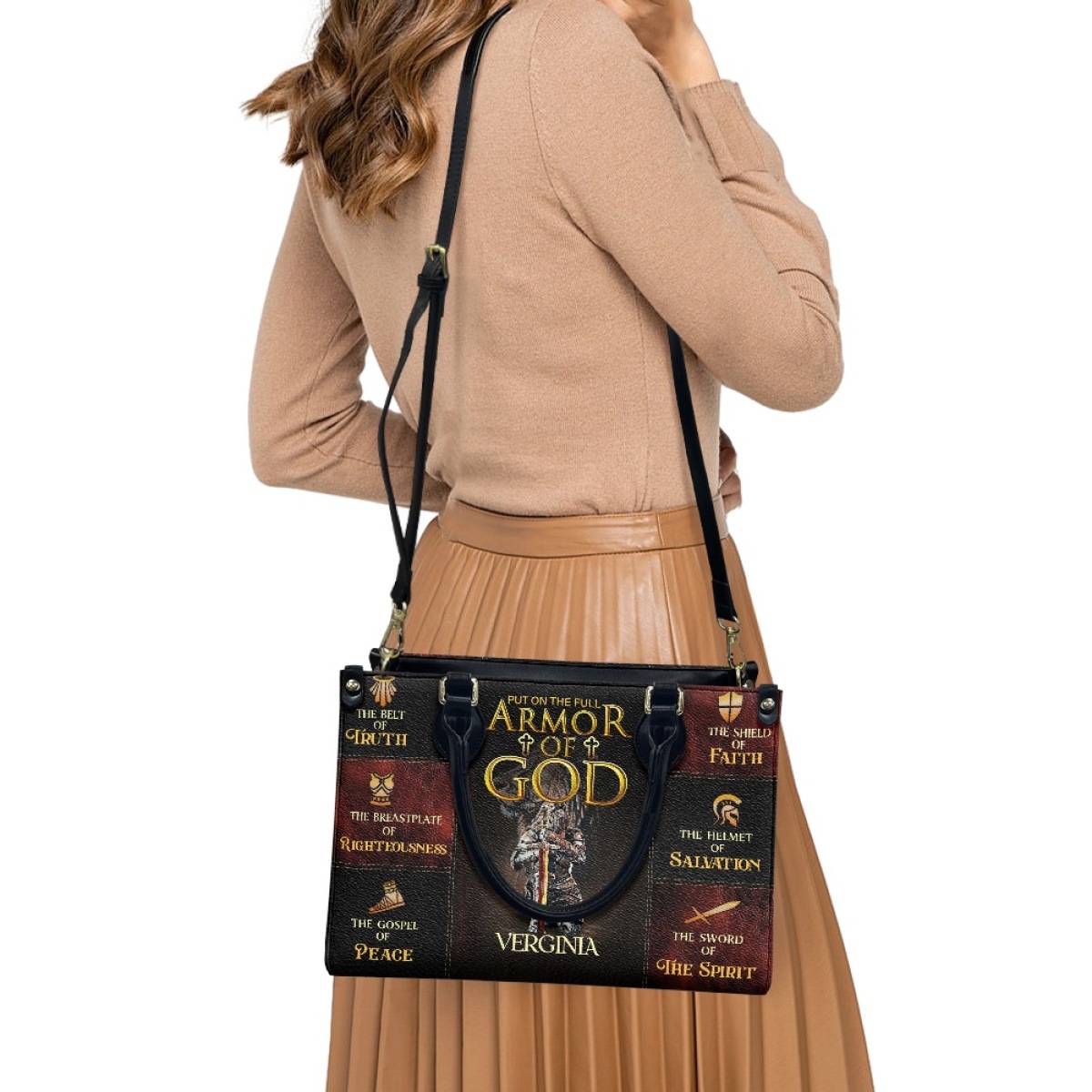African Girl Butterfly Zipper Leather Handbag