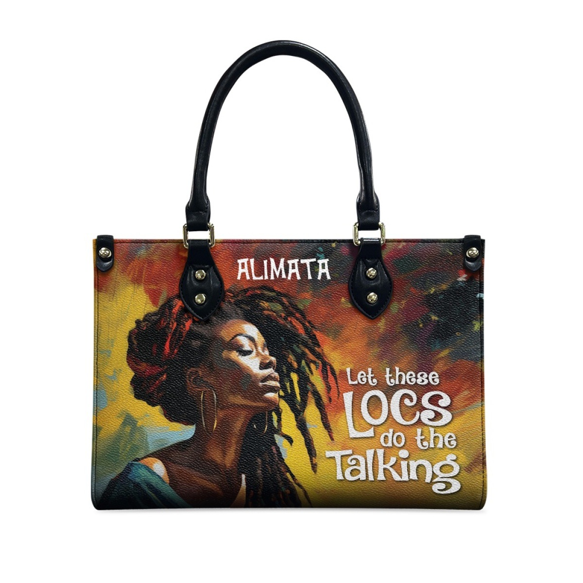 African Girl Butterfly Zipper Leather Handbag