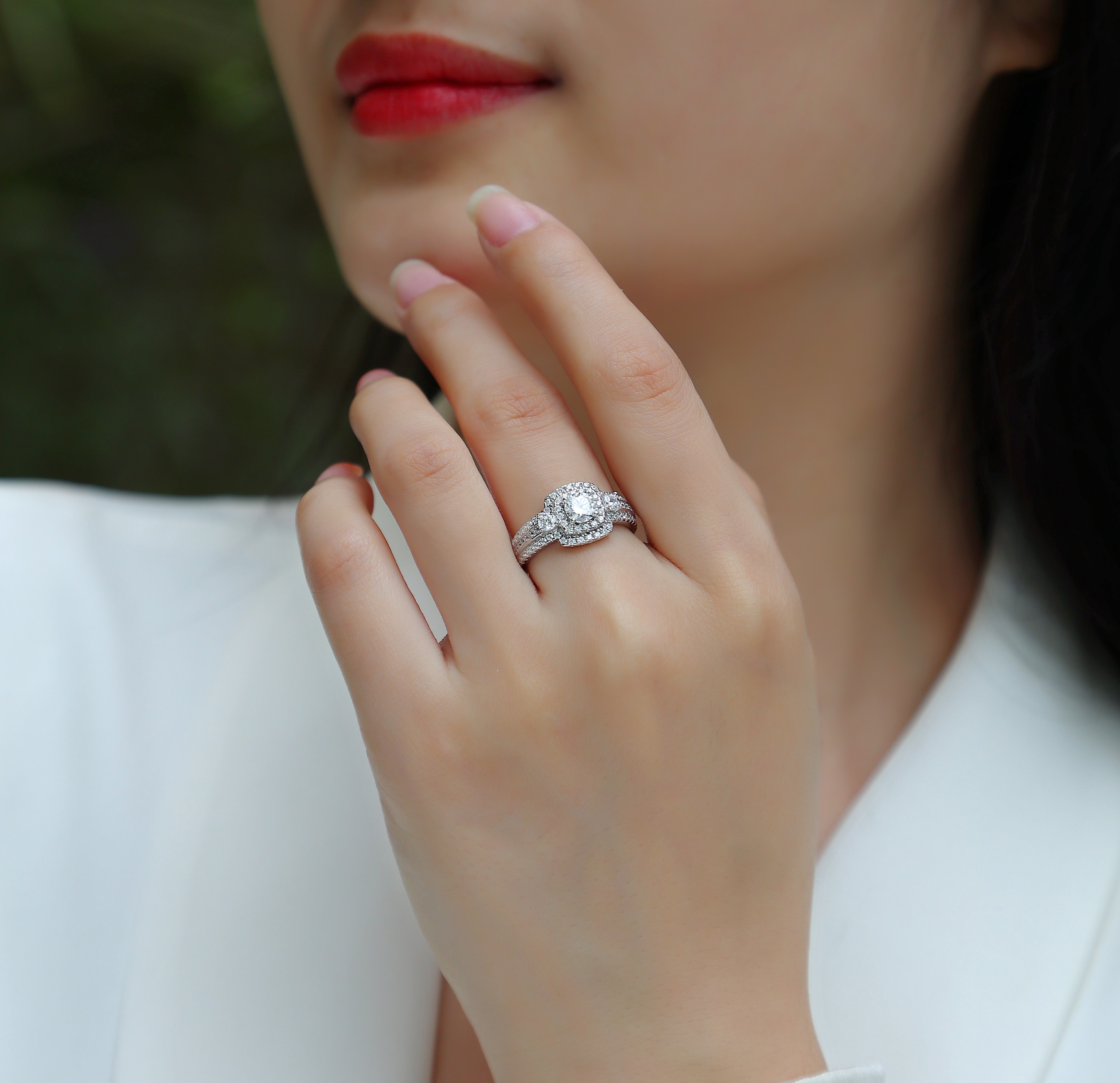 Afternoon Gobi - A Wedding Ring Set With 0.5-carat Top-quality Moissanite Silver And