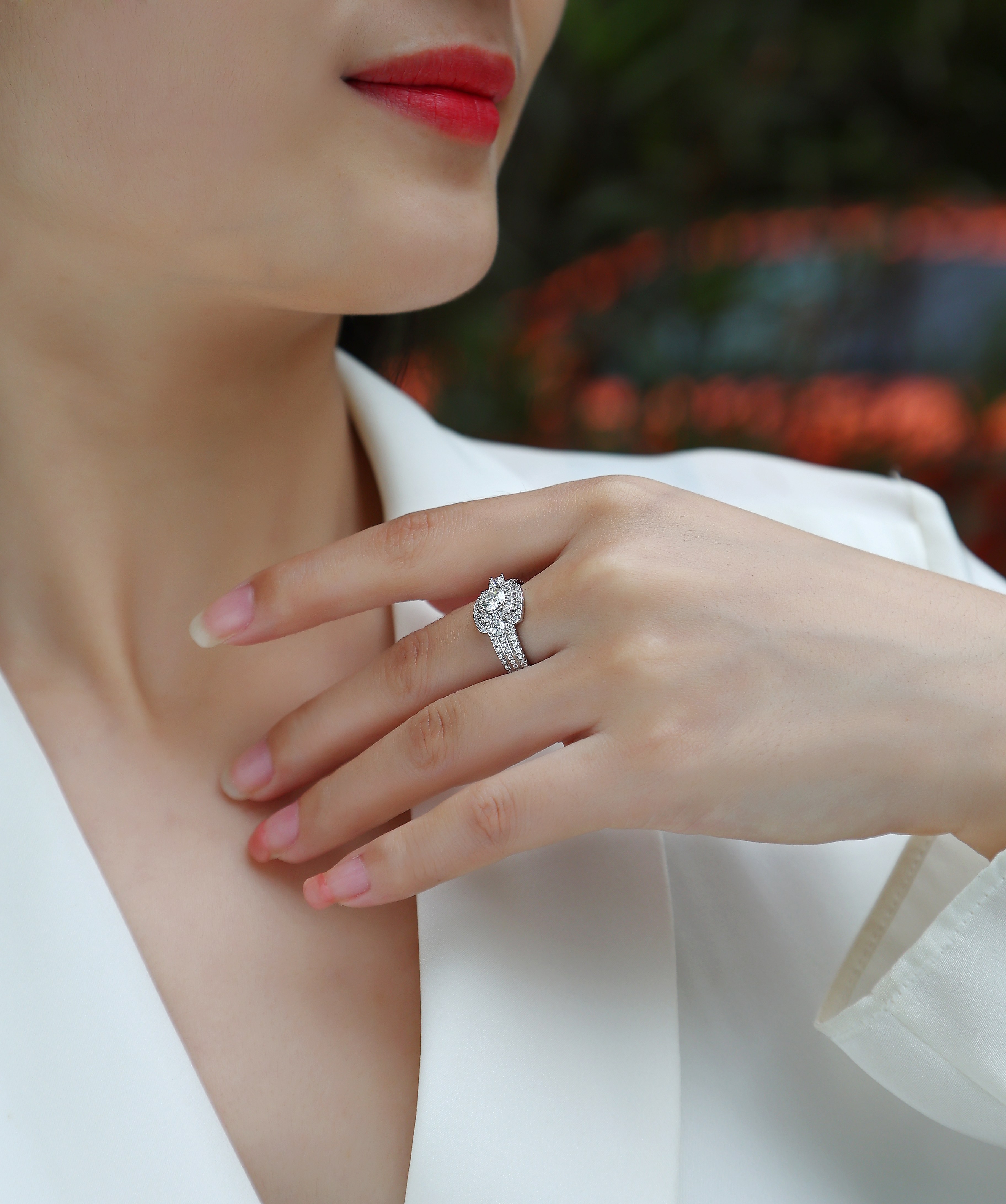 Afternoon Gobi - A Wedding Ring Set With 0.5-carat Top-quality Moissanite Silver And