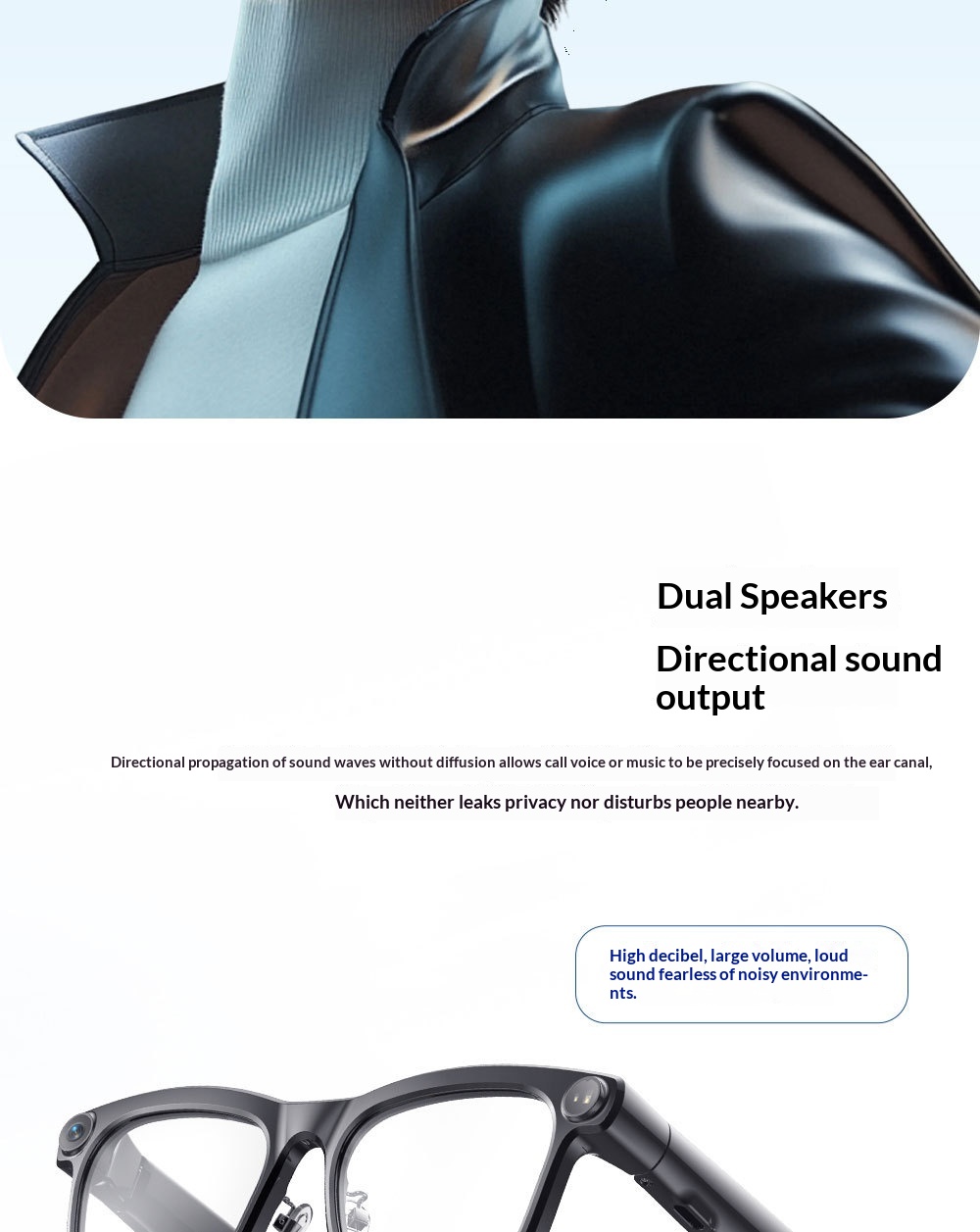 KI-Smart-Brille, 1300-MP-High-Definition-Kamera, Anti-Shake-Aufnahmen, Objekterkennung