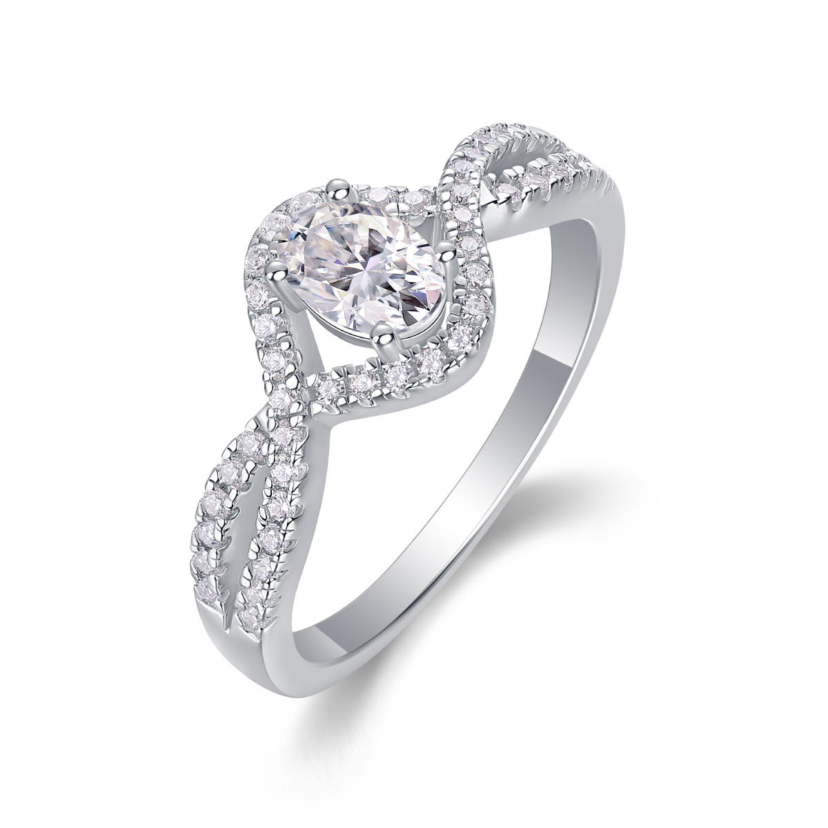 Alice In Wonderland - A Wedding Ring Set With Top-quality Moissanite Silver And