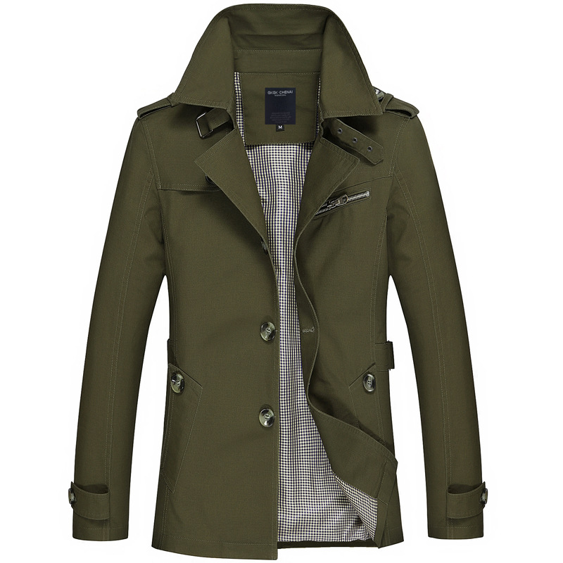 Aliexpress Amazon Spring & Fall Washed Men's Casual Jacket Mid-Length Windbreaker Jacket