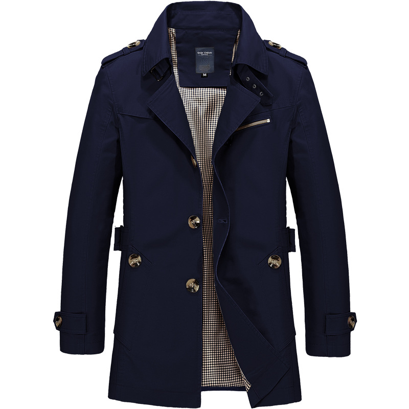 Aliexpress Amazon Spring & Fall Washed Men's Casual Jacket Mid-Length Windbreaker Jacket