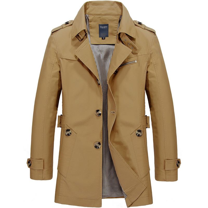 Aliexpress Amazon Spring & Fall Washed Men's Casual Jacket Mid-Length Windbreaker Jacket
