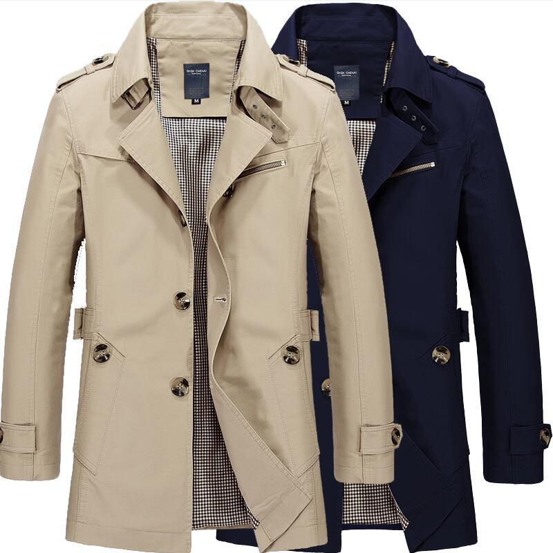 Aliexpress Amazon Spring & Fall Washed Men's Casual Jacket Mid-Length Windbreaker Jacket
