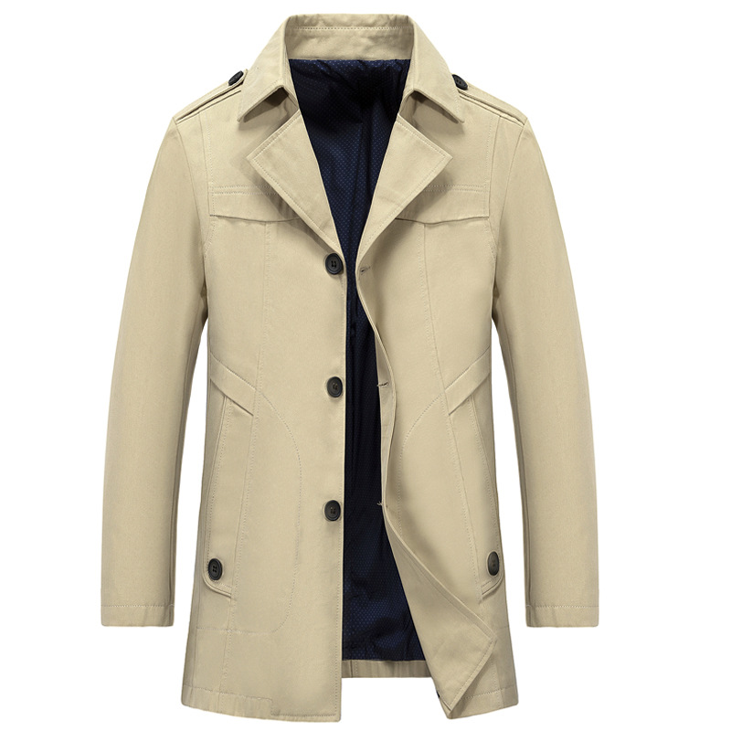 Aliexpress Amazon Spring & Fall Washed Men's Casual Jacket Mid-Length Windbreaker Jacket