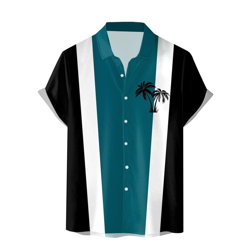 Aliexpress Export New Men's Casual Slim Fashion 3D Printed Short-Sleeved Shirt Men's
