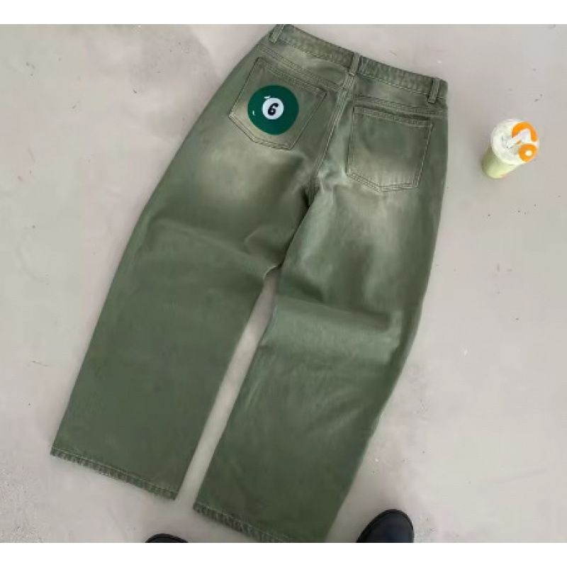 All-match Printed Wide-leg Denim Pants