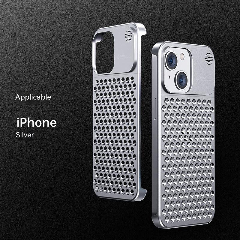 Aluminum Alloy Phone Case For 14 13 Pro Max Plus Hollow Heat Dissipation Anti-fall Full